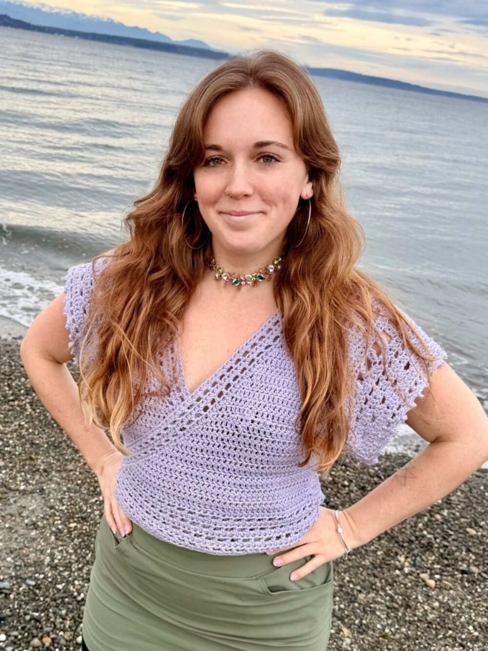 lilac lacey wrap top
